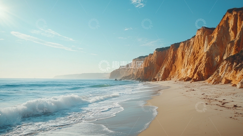 高清大图下载【趣麦麦图】阳光沙滩海崖