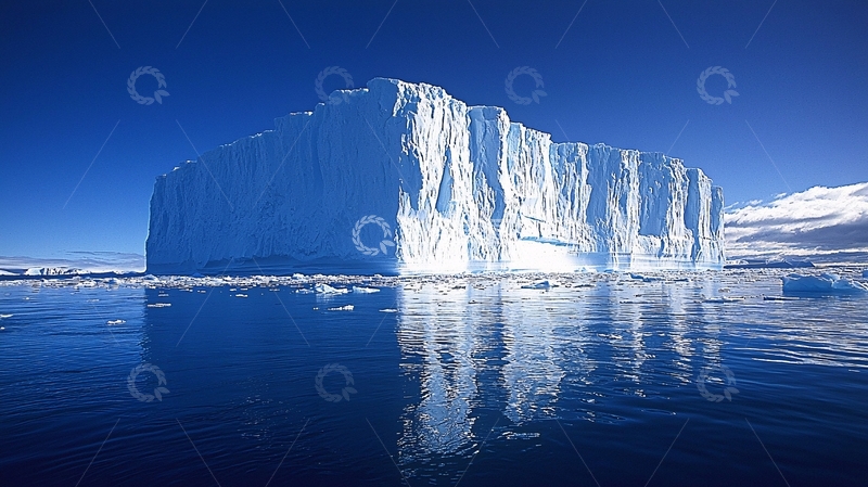 高清大图下载【趣麦麦图】巨大冰山反射湛蓝海水