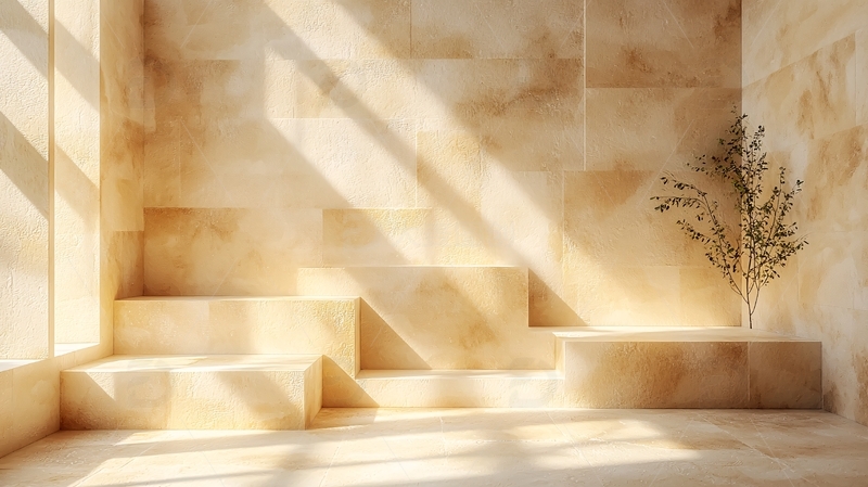 高清大图下载【趣麦麦图】极简风米色背景展示台