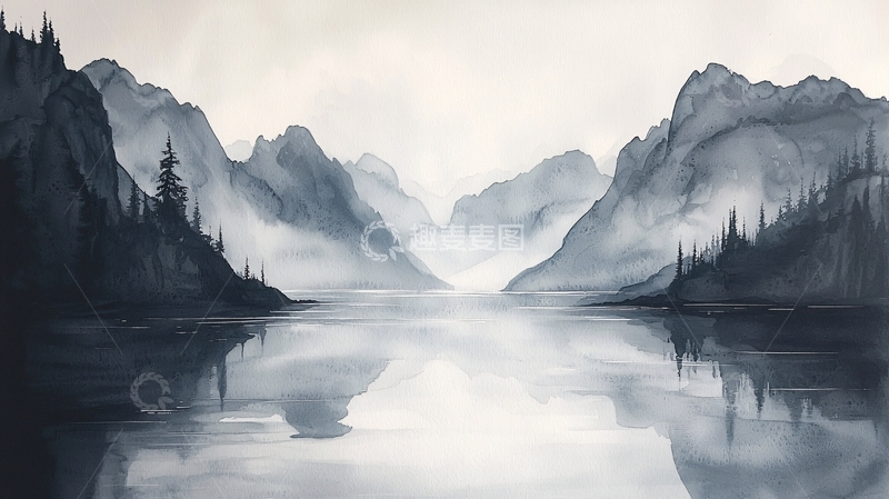 高清大图下载【趣麦麦图】水墨画山水