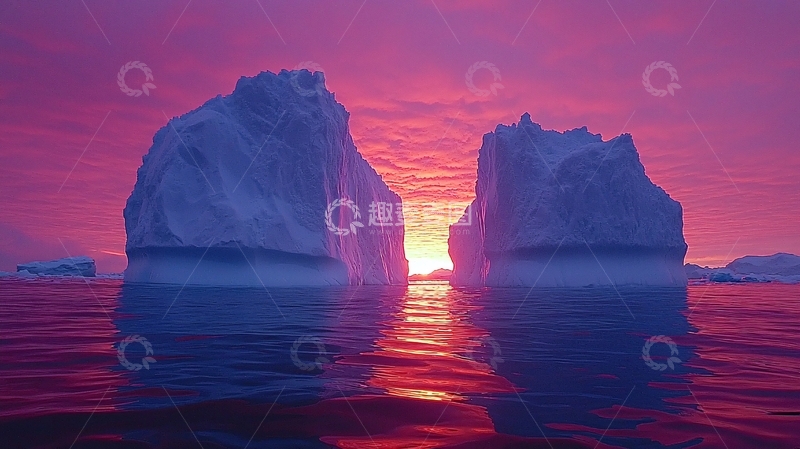 高清大图下载【趣麦麦图】冰山日落