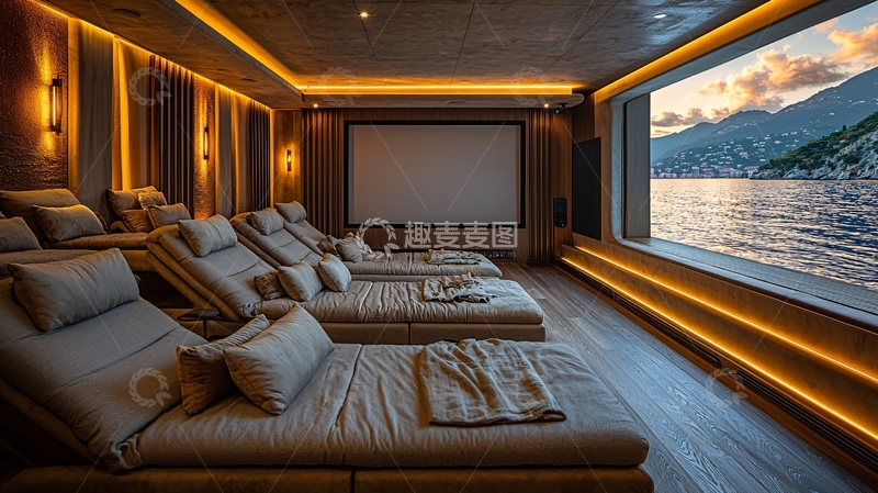 高清大图下载【趣麦麦图】豪华游艇影院休息室