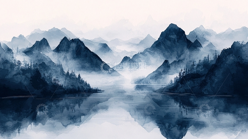 高清大图下载【趣麦麦图】水墨山水画601