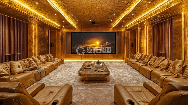 高清大图下载【趣麦麦图】奢华金色家庭影院