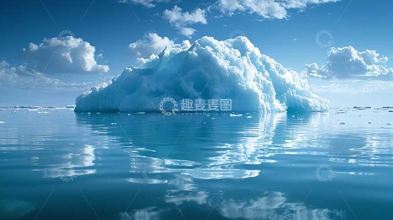 高清大图下载【趣麦麦图】蓝天白云下的巨大冰山