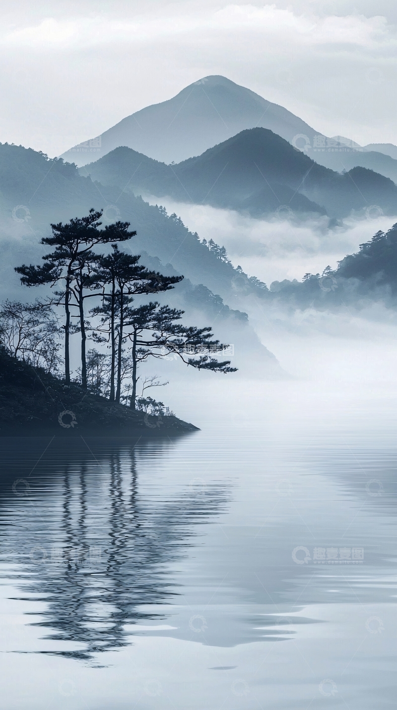 高清大图下载【趣麦麦图】水墨山水画602