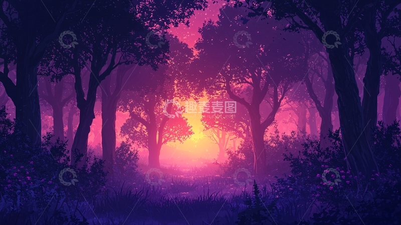 高清大图下载【趣麦麦图】紫色森林