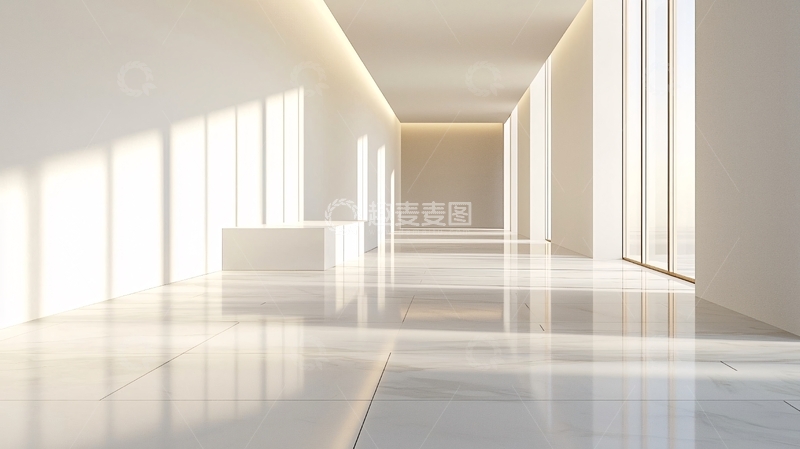高清大图下载【趣麦麦图】极简风格白色走廊