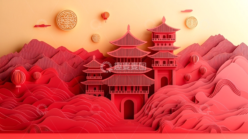 高清大图下载【趣麦麦图】中式剪纸风格