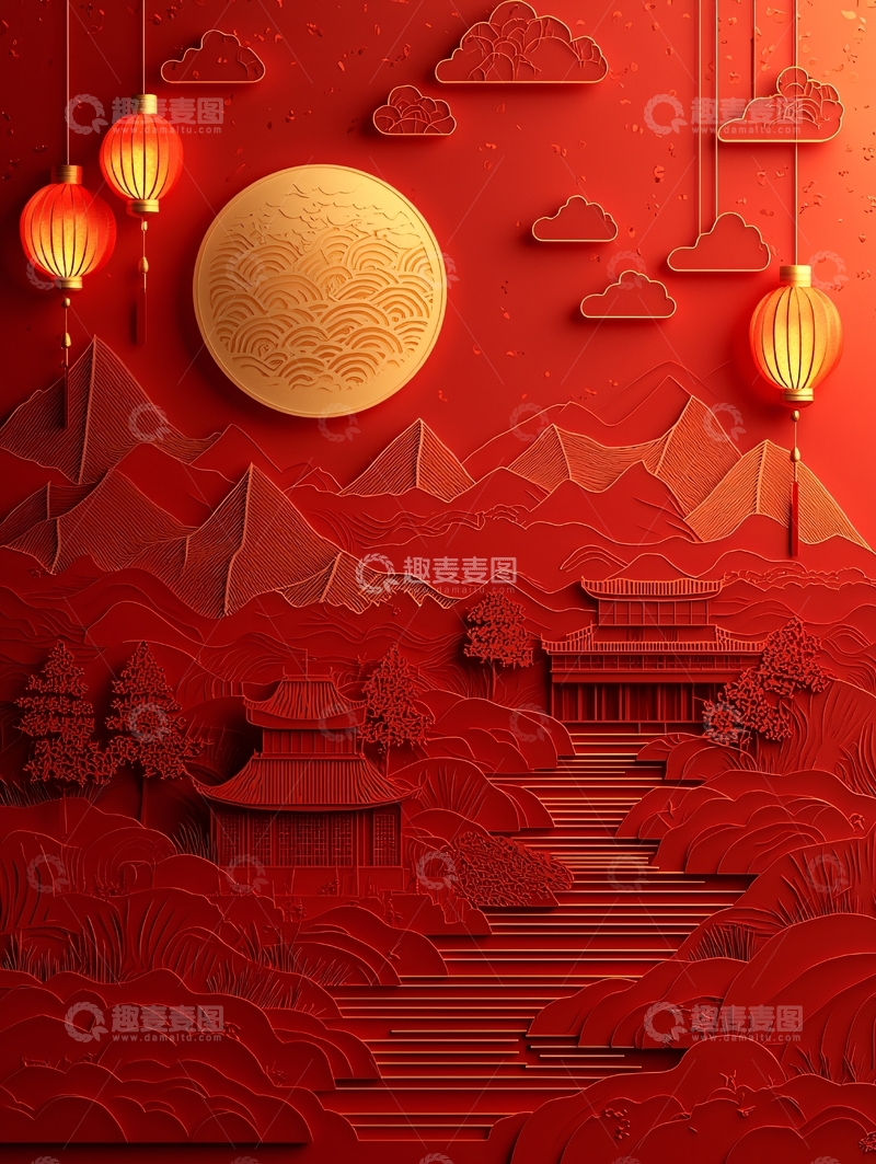高清大图下载【趣麦麦图】中国风中秋节海报