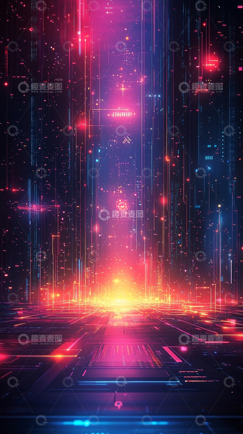 高清大图下载【趣麦麦图】梦幻科技感光效线条