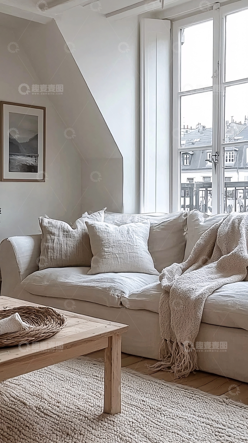 高清大图下载【趣麦麦图】极简风客厅沙发窗景