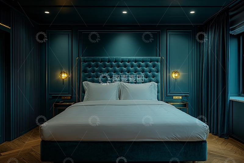高清大图下载【趣麦麦图】深蓝色豪华卧室
