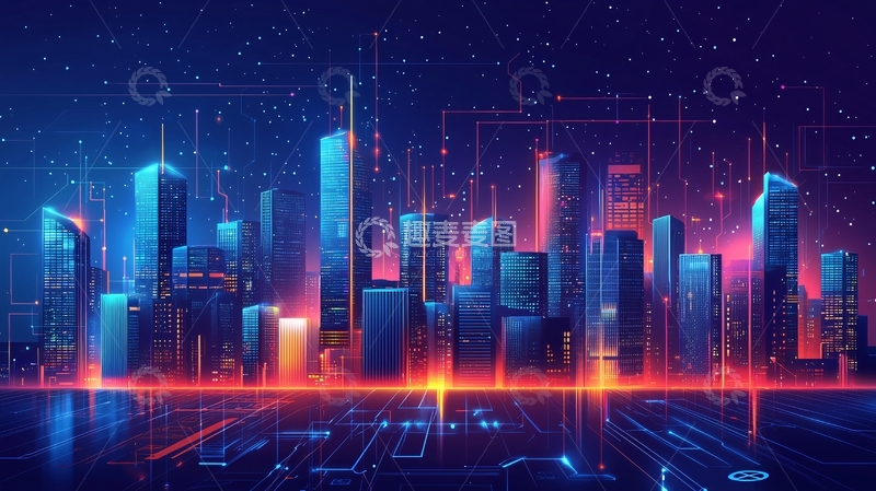 高清大图下载【趣麦麦图】未来科技感城市夜景