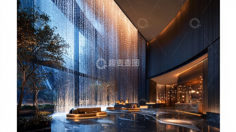 高清大图下载【趣麦麦图】室内瀑布