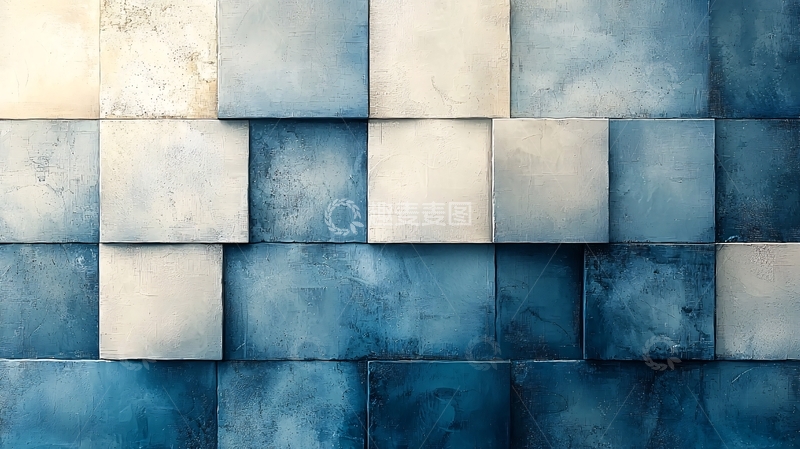 高清大图下载【趣麦麦图】蓝白方块抽象背景