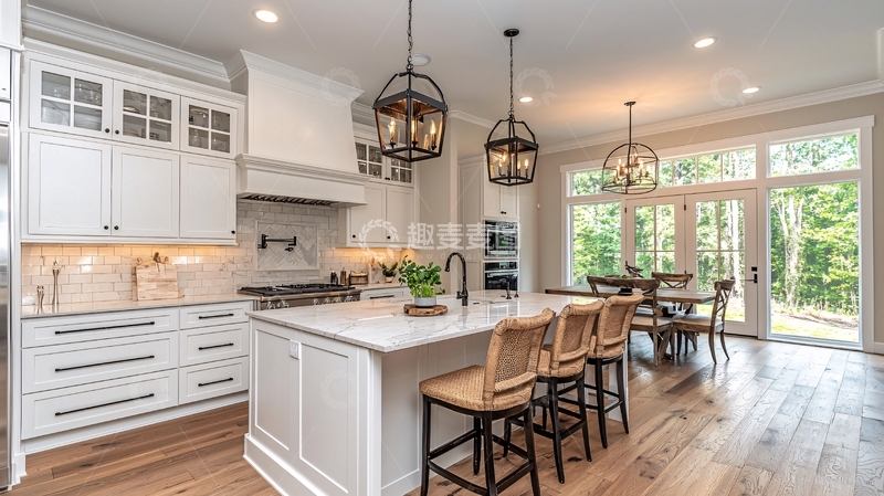 高清大图下载【趣麦麦图】明亮乡村风格开放式厨房