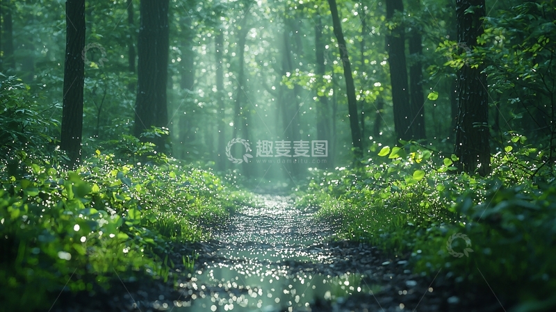 高清大图下载【趣麦麦图】雨后森林小路
