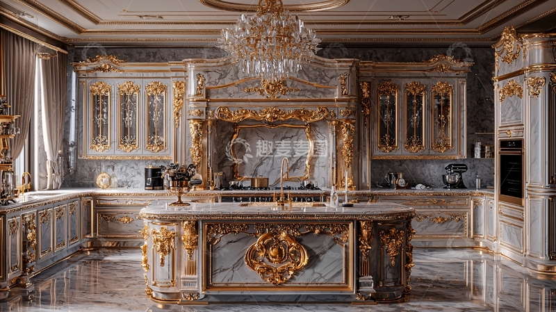 高清大图下载【趣麦麦图】欧式豪华厨房