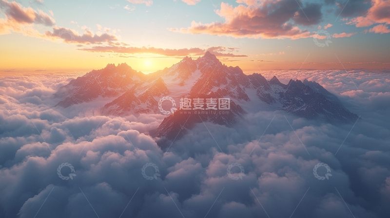 高清大图下载【趣麦麦图】云海日出雪山