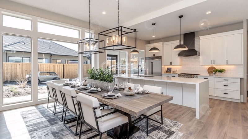 高清大图下载【趣麦麦图】现代简约开放式厨房餐厅