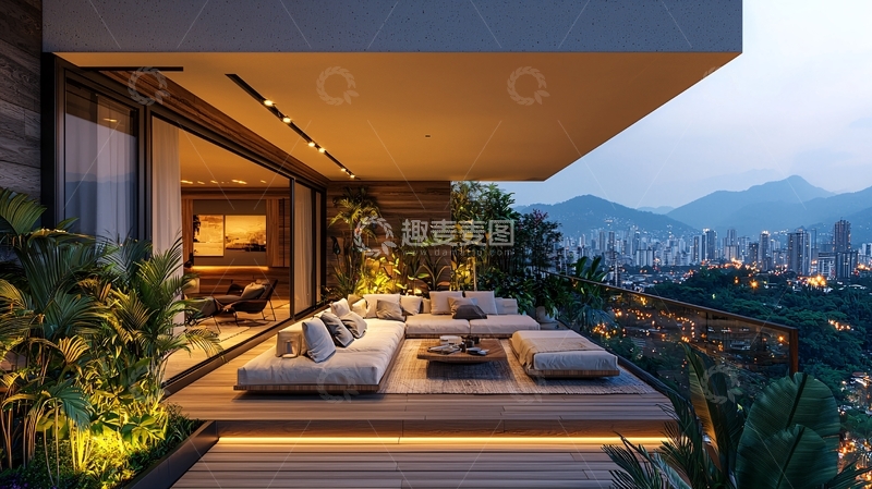 高清大图下载【趣麦麦图】夜景阳台59