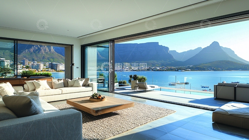高清大图下载【趣麦麦图】海景房客厅落地窗