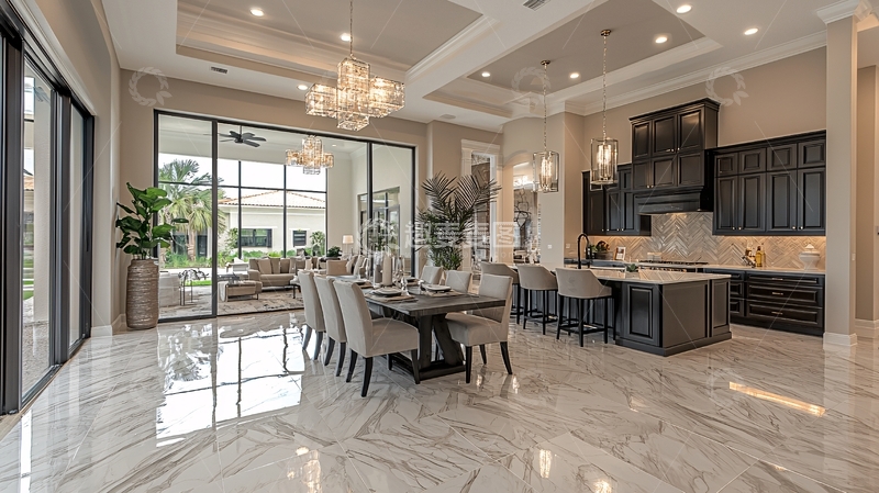 高清大图下载【趣麦麦图】现代风格开放式厨房餐厅