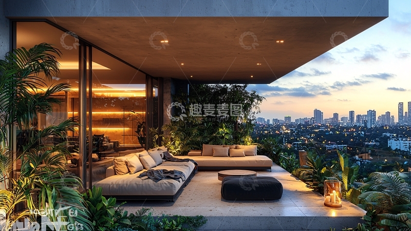 高清大图下载【趣麦麦图】现代简约空中花园露台