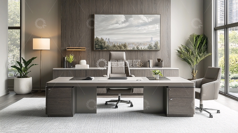 高清大图下载【趣麦麦图】现代简约高级灰色总裁办公室