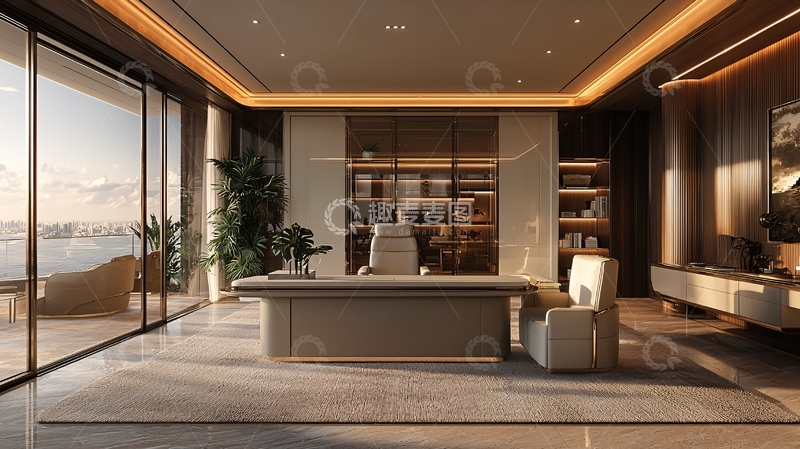 高清大图下载【趣麦麦图】现代轻奢总裁办公室