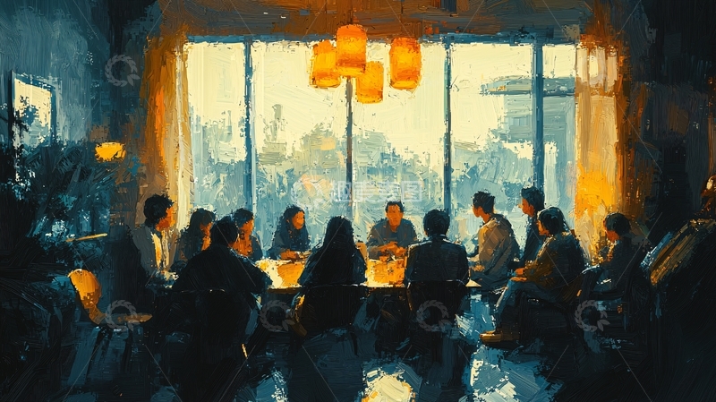 高清大图下载【趣麦麦图】温暖室内多人聚会