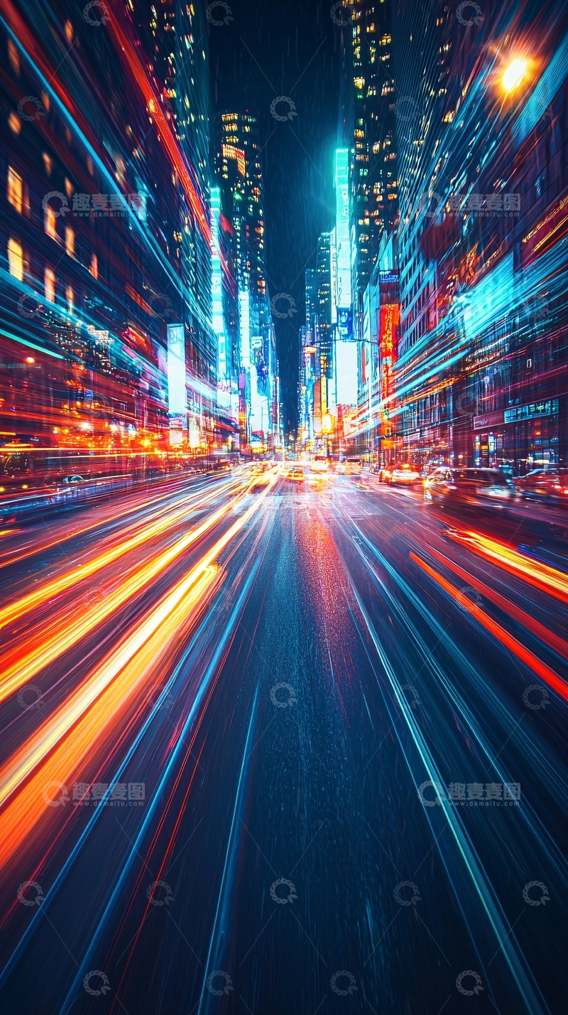 高清大图下载【趣麦麦图】光影流动的都市夜景