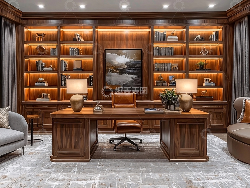 高清大图下载【趣麦麦图】高端大气书房设计