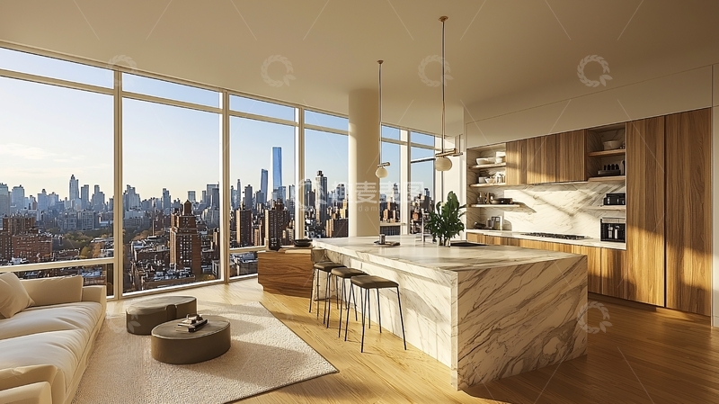 高清大图下载【趣麦麦图】现代都市高层公寓客厅