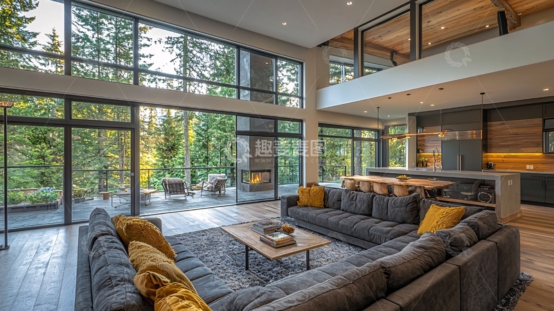 高清大图下载【趣麦麦图】现代简约别墅客厅