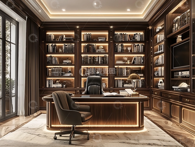 高清大图下载【趣麦麦图】奢华书房设计