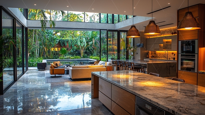 开放式厨房连接客厅