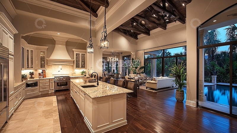 高清大图下载【趣麦麦图】高端别墅开放式厨房