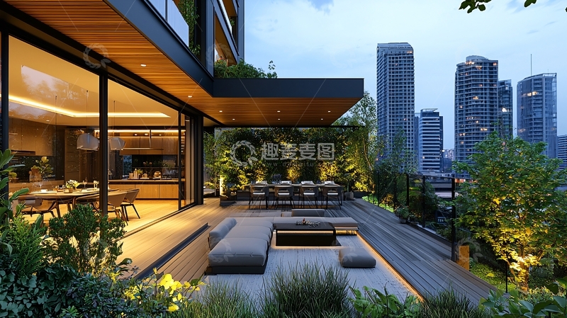 高清大图下载【趣麦麦图】现代都市露台花园设计
