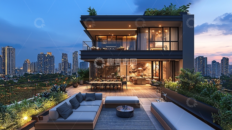 高清大图下载【趣麦麦图】夜景豪宅