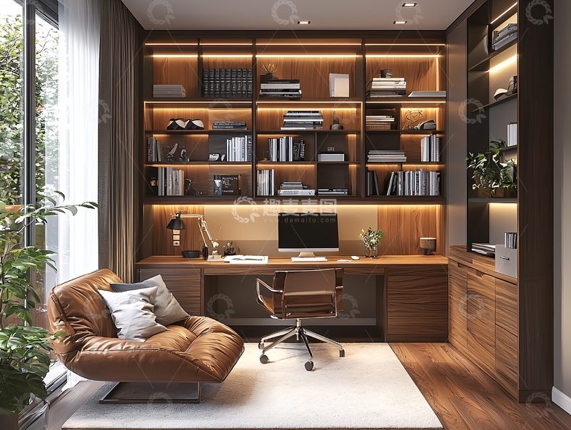 高清大图下载【趣麦麦图】现代简约书房设计