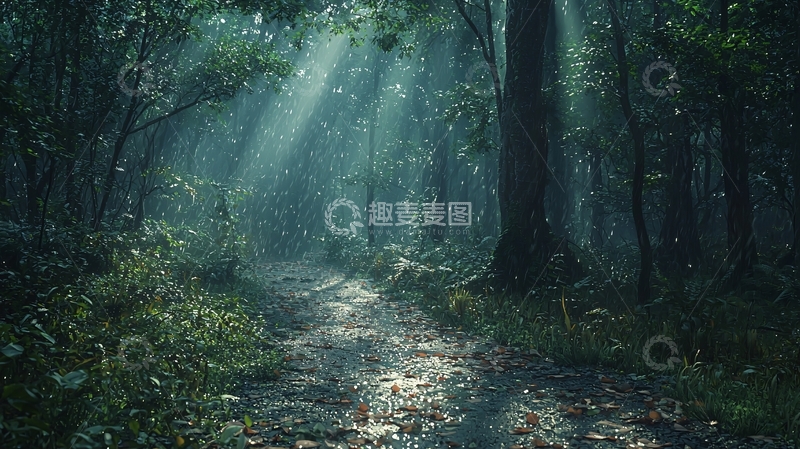 高清大图下载【趣麦麦图】雨后森林小路