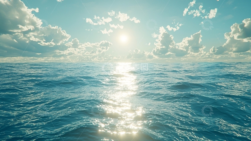 高清大图下载【趣麦麦图】阳光照耀下的平静海面
