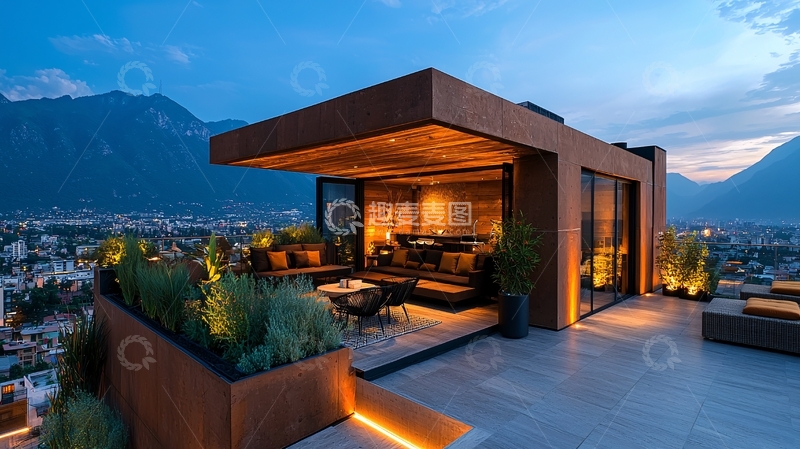 高清大图下载【趣麦麦图】山顶别墅夜景