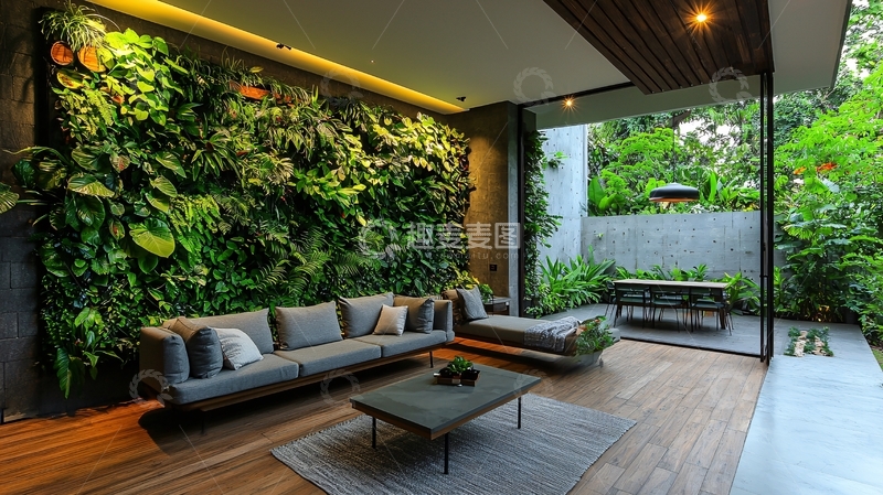 高清大图下载【趣麦麦图】绿植墙客厅设计
