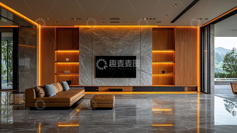 高清大图下载【趣麦麦图】现代轻奢客厅电视背景墙
