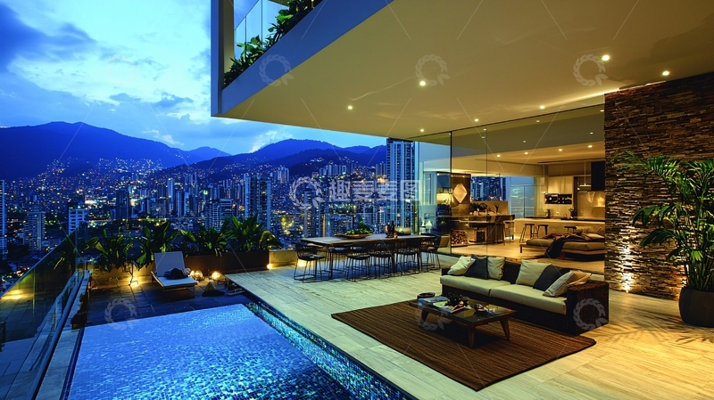 高清大图下载【趣麦麦图】夜景别墅8