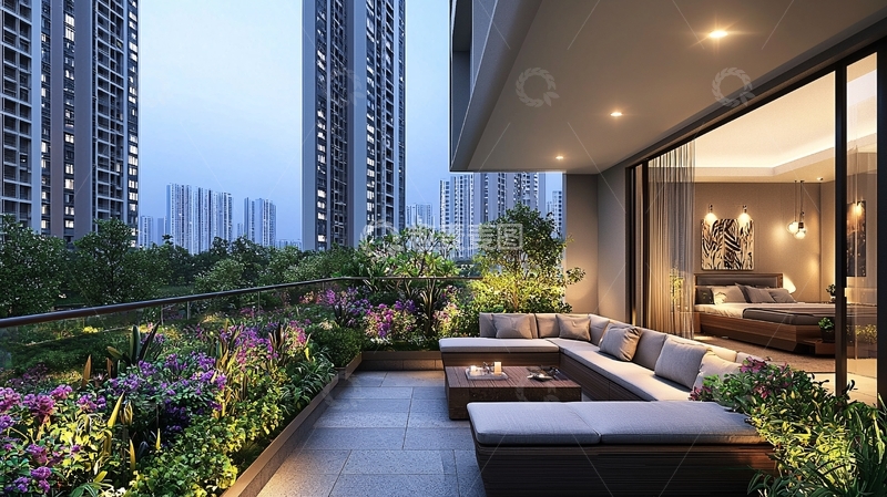 高清大图下载【趣麦麦图】高层住宅阳台花园景观