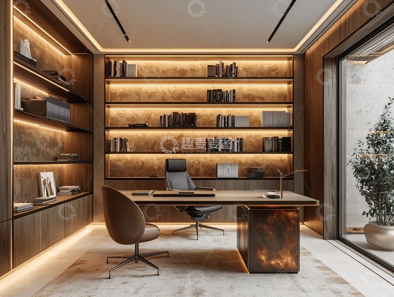 高清大图下载【趣麦麦图】现代简约高端书房设计